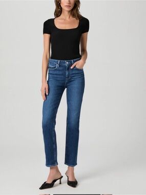 PAIGE Mid-Blue Straight Leg Jeans